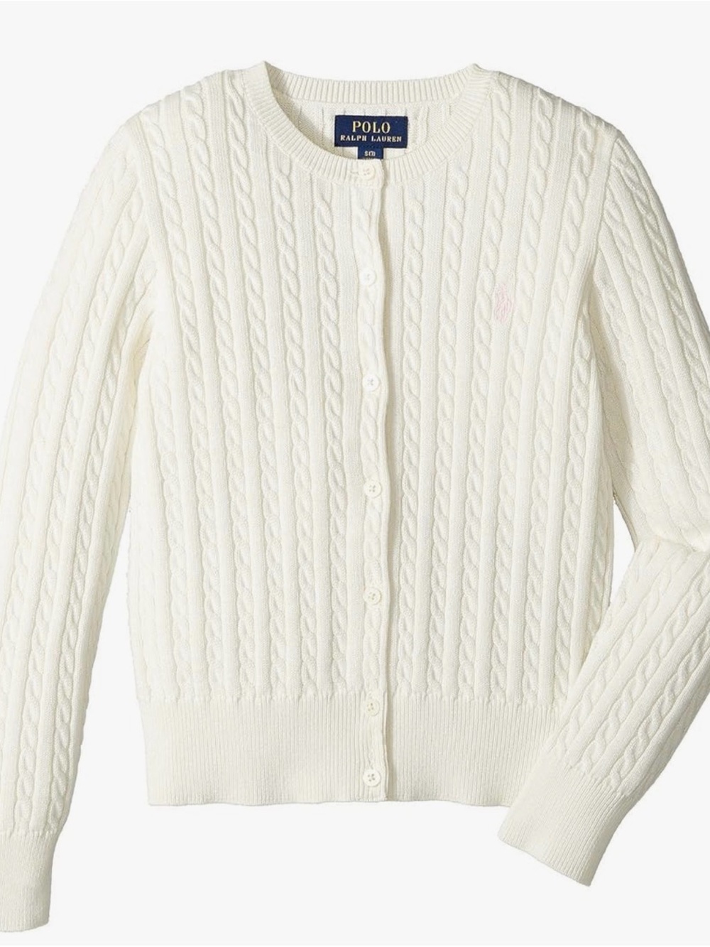 Polo by Ralph Lauren Cream Cable-Knit Button-Front Cardigan-4T (BNWT)